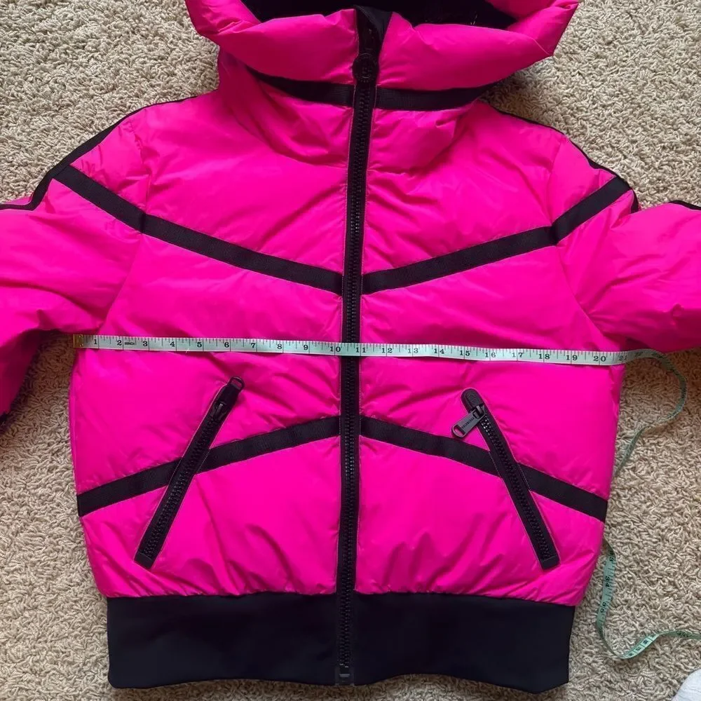 Goldbergh Down Ski Jacket Neon Pink and Black US 10 (runs small) NWOT